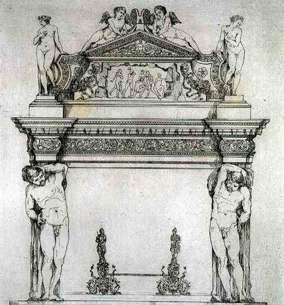 Kamin aus der Halle der Botschafter im Dogenpalast in Venedig, aus 