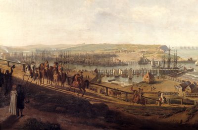 Kaiser Napoleon I. besuchte das Lager von Boulogne im Juli 1804 (Detail) von Jean Francois Hue