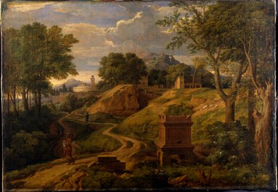 Klassische Landschaft mit einer Frau, die ein Kind trägt, ca. 1650-75 von Jean Francois I Millet