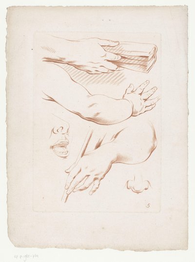Komposition mit Armen, Nase und Teil eines Gesichts von Jean Francois Janinet