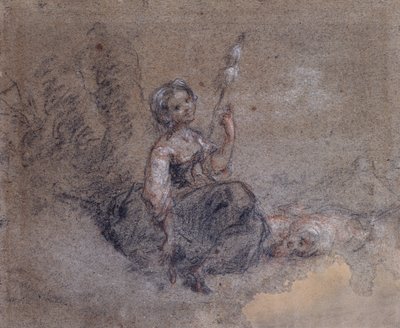 Eine junge Schäferin beim Spinnen von Jean Francois Millet