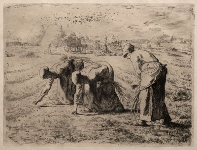 Die Ährenleserinnen (Radierung) von Jean-Francois Millet