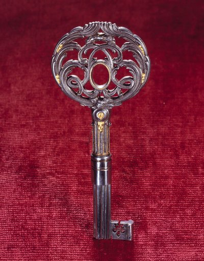 Schlüssel zum Büro von König Ludwig XV., Doppel-L in einem Kreis von Jean Francois Oeben