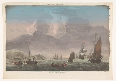 Ansicht der Küste Englands mit Schiffen und Booten auf dem Wasser von Jean François Daumont