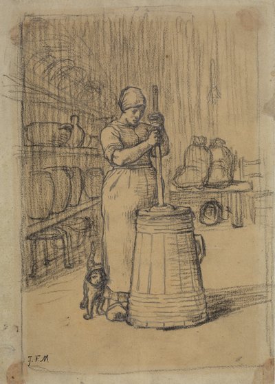 Studie für Frau beim Buttern von Jean Francois Millet