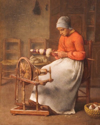Frau beim Spinnen von Jean-Francois Millet