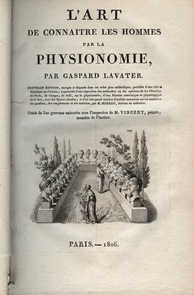 Physiognomie - Frontispiz von „Die Kunst, Menschen durch Physiognomie zu erkennen“ von Johann Gaspar Lavater (1806) von Jean Gaspard Lavater