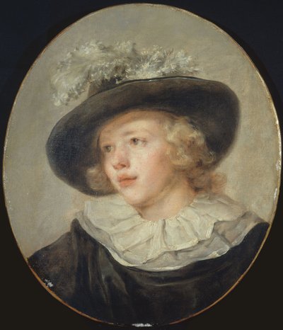Porträt eines jungen Jungen mit einem Federhut, um 1785 von Jean-Honore Fragonard