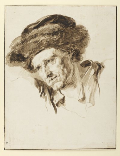 Kopf eines Mannes mit Pelzmütze, 1774 von Jean Honore Fragonard