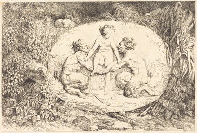 Nymphe, unterstützt von zwei Satyrn (Nymphe s