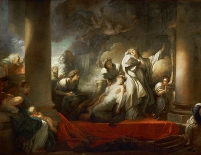 Der Hohepriester Coresus opfert sich selbst, um Callirhoe zu retten von Jean Honore Fragonard