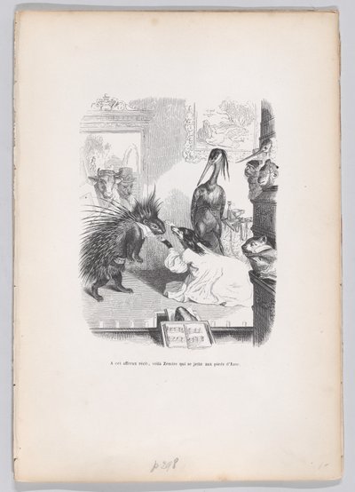 Bei dieser schrecklichen Geschichte wirft sich Zemire zu Azors Füßen aus Szenen aus dem ..., ca. 1837-47 von Jean Ignace Isidore Gérard