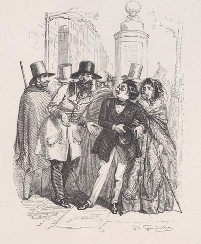 Man könnte Ihnen drei Jahre lang Vorwürfe machen, wenn Sie ihren Hut fallen ließen. aus dem Kleinen M..., 1843 von Jean Ignace Isidore Gérard
