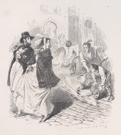 Überall sind Wasserhähne, Gießkannen jeder Form, Schaufeln und Töpfe jeder Größe, 1843 von Jean Ignace Isidore Gérard