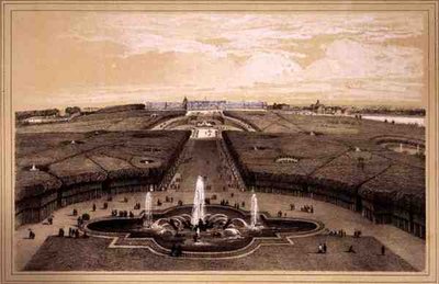 Gesamtansicht des Parks und Palastes von Versailles, veröffentlicht von Auguste Bry von Jean Jacottet