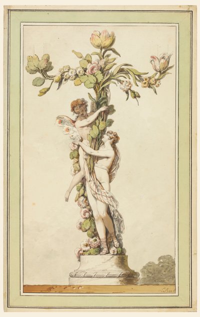 Entwurf für einen Porzellankerzenhalter von Jean Jacques Francois Le Barbier