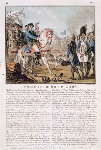 Die Einnahme von Berg-op-Zoom, Niederlande, 1747, graviert von Jean Baptiste Morret, 1787 von Jean Jacques Francois Le Barbier