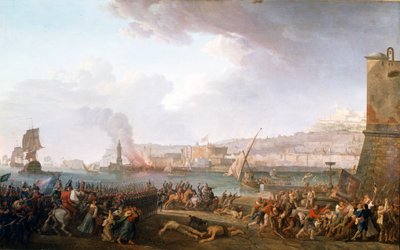 Einzug der französischen Armee unter dem Kommando von General Championet in Neapel, 21.01.1799. Gemälde von Taurel Jean Jacques François (1757 - 1832). 1799. Schlösser von Versailles und Trianon von Jean Jacques Francois Taurel