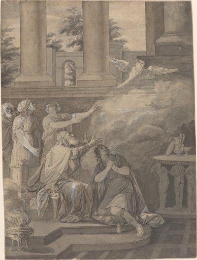 Pallas Athene in Form eines Vogels verlässt Nestor und Telemachus von Jean Jacques François Le Barbier I