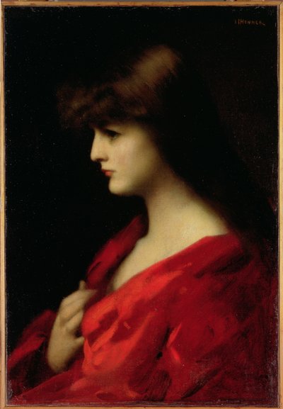 Studie einer Frau in Rot, frühe 1890er Jahre von Jean Jacques Henner