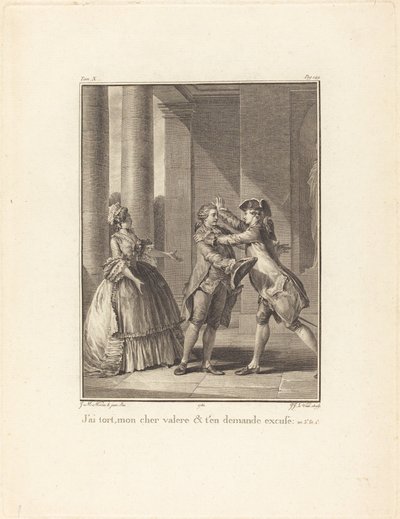 Ich habe Unrecht, mein lieber Valère, und bitte um Entschuldigung von Jean Jacques Le Veau after Jean Michel Moreau