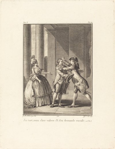 Ich habe Unrecht, mein lieber Valère, und bitte um Entschuldigung von Jean Jacques Le Veau after Jean Michel Moreau