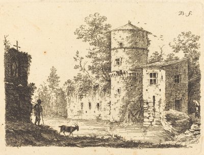 Alte Turm mit einer Wassermühle von Jean Jacques de Boissieu