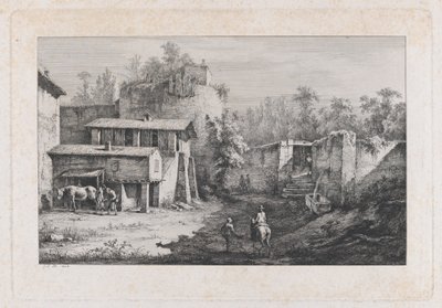 Landschaft mit Hufschmied, Blick auf Terrebasse, Frankreich, 1808 von Jean Jacques de Boissieu