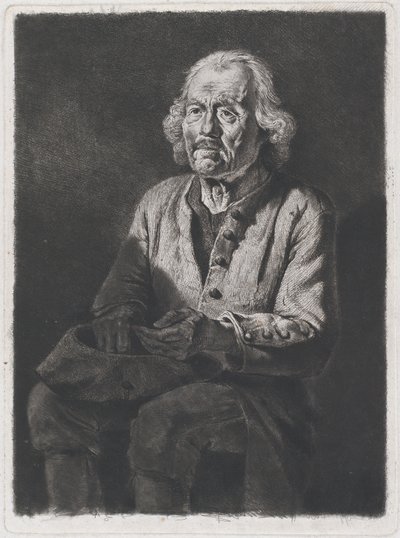 Sitzender Bettler: Porträt von Old Girard, einem Bauern aus Chasselay, 1772 von Jean Jacques de Boissieu