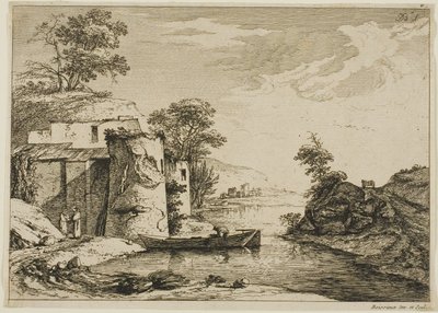 Der alte Turm am Flussufer von Jean Jacques de Boissieu