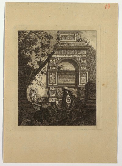 Frontispiz, Vasi-Erfindung, aus "Collection de divers sujets de vases, tombeaux, ruines et fontaines, utile aux artistes..." von Jean Laurent Legeay
