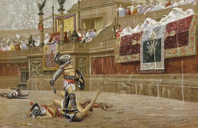 Gladiatoren in der römischen Arena: Zuschauer zeigen den 