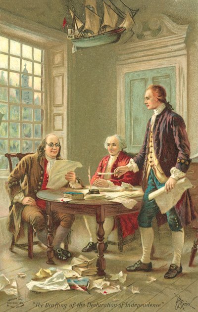 Entwurf der Unabhängigkeitserklärung der Vereinigten Staaten, Philadelphia, Pennsylvania von Jean Leon Gerome Ferris