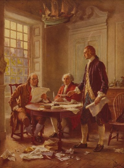 Verfassen der Unabhängigkeitserklärung, ca. 1930 von Jean Leon Gerome Ferris