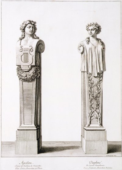 Büsten von Apollo und Daphne von Louis Lerambert in Versailles, 1674 von Jean Lepautre
