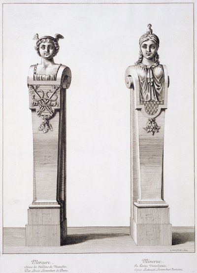 Büsten von Merkur und Minerva von Louis Lerambert in Versailles, 1674 von Jean Lepautre