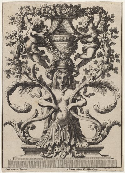 Ornament mit einer Frau, die sich in Laub verwandelt von Jean Lepautre