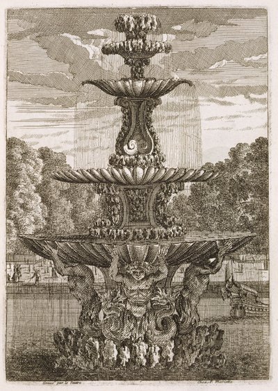 Platte aus Brunnen und Wasserstrahlen im italienischen Stil, 1661 von Jean Lepautre
