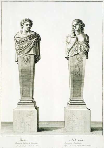 Skulpturen, die Perseus und Andromeda von Louis Lerambert in Versailles darstellen von Jean Lepautre