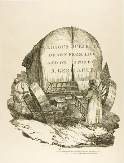 Pferdewagen, Titelseite für Verschiedene Motive aus dem Leben und auf Stein (Die Englische Suite) von Jean Louis André Théodore Géricault