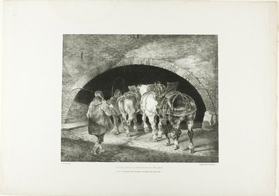 Eingang zum Adelphi Wharf, Tafel 11 aus Verschiedene Motive nach dem Leben auf Stein gezeichnet von Jean Louis André Théodore Géricault