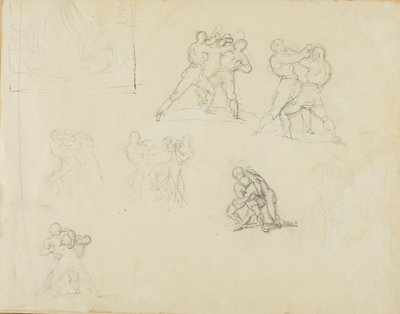 Sieben Skizzen von Paaren von Boxern oder Ringern von Jean Louis André Théodore Géricault