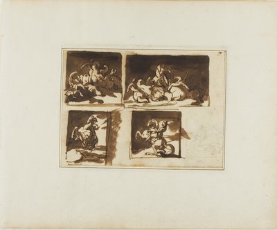 Skizzen für eine Kavallerieschlacht und einen berittenen Offizier von Jean Louis André Théodore Géricault