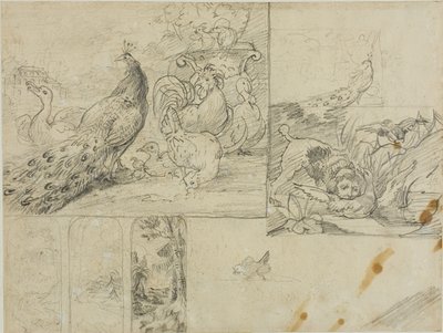 Skizzen von dekorativen Landschafts- und Tierkompositionen von Jean Louis André Théodore Géricault