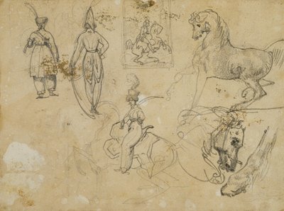 Skizzen russischer Offiziere und Pferde von Jean Louis André Théodore Géricault