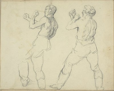 Zwei Boxer nach links schauend von Jean Louis André Théodore Géricault