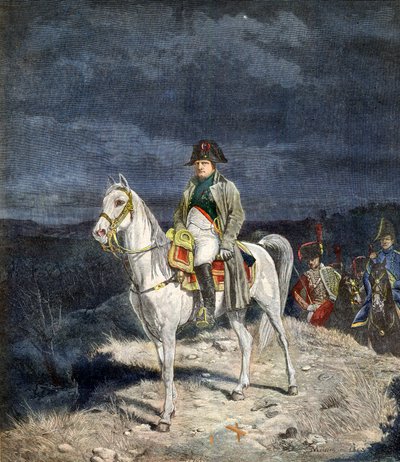Der Kaiser Napoleon I. von Frankreich zu Pferd 1814 - Gravur nach Meissonier. von Jean Louis Ernest Meissonier