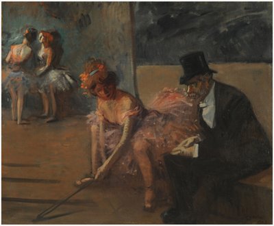 Tänzerin mit Bewunderer hinter der Bühne von Jean Louis Forain
