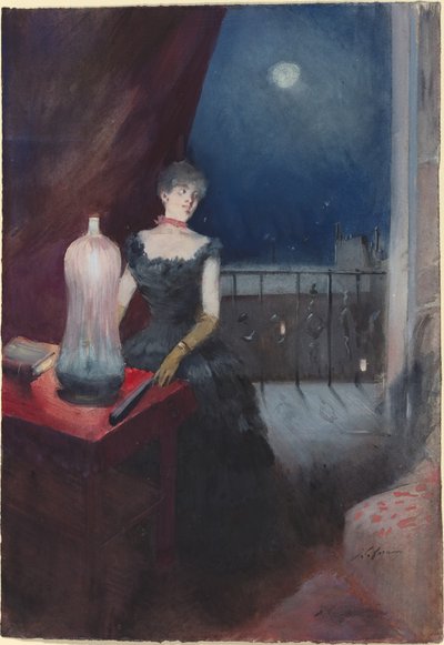 Stehende Frau mit einem Fächer, wahrscheinlich 1880-1890 von Jean Louis Forain