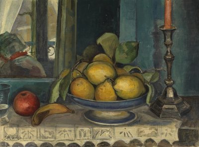 Stillleben mit Früchten und Kerzenhalter, um 1920 von Jean Marchand